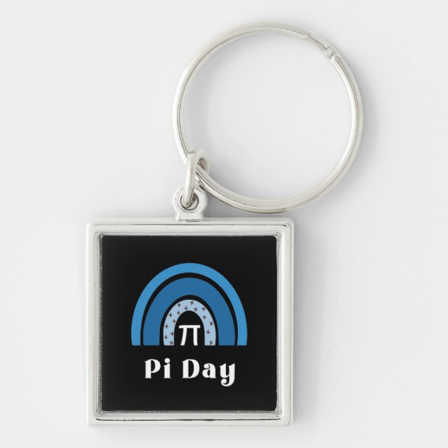 3.14 Rainbow Happy Pi Day Keychain (Front)