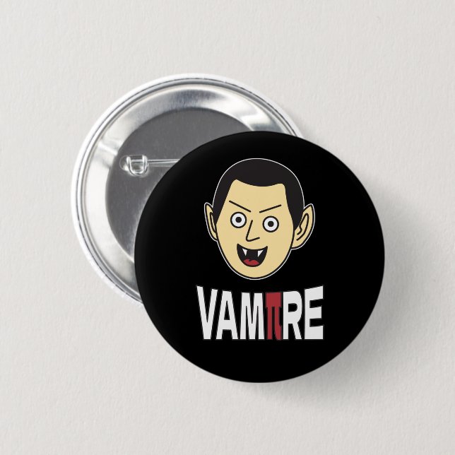 3.14 Vampire Pi Pun Funny Math Joke Button (Front & Back)