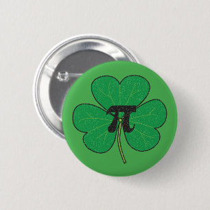 3.14 Vintage Distressed Shamrock Pie Funny Pi Pun Button