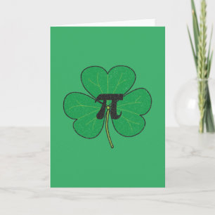 3.14 Vintage Distressed Shamrock Pie Funny Pi Pun Card