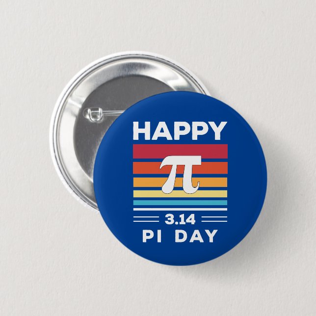 3.14 Vintage Sunset Happy Pi Day Button (Front & Back)