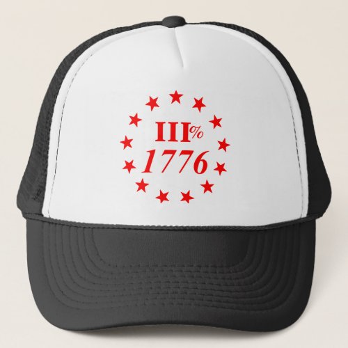 3 1776 Stars  USAPatriotGraphics  WhiteTigerLLC Trucker Hat