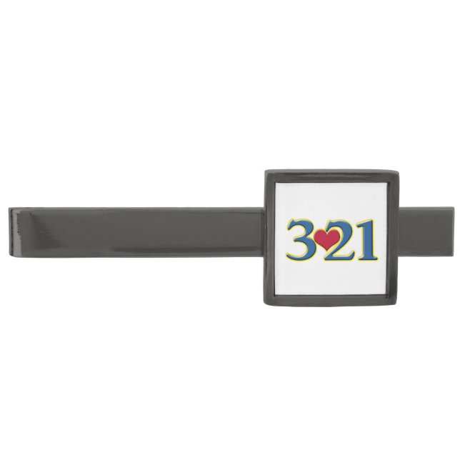 3-21 World Down Syndrome Day Gunmetal Finish Tie Clip (Front)
