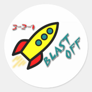 3-2-1 BLAST OFF CLASSIC ROUND STICKER