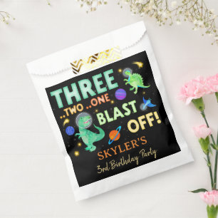 3 2 1 Blast Off Dinosaur Space 3rd Birthday Party Favor Bag