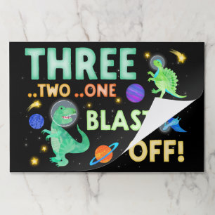 3 2 1 Blast Off Dinosaur Space 3rd Birthday Party  Paper Pad
