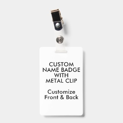 3.38" Custom Name Badge & Metal Clip Blank