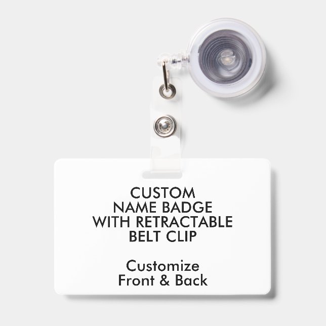 3.38" Custom Name Badge & Retractable Belt Clip (Front with Retractable)