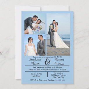 3/4 Photos Vertical Blue - Wedding Announcement