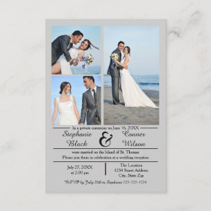 3/4 Photos Vertical Gray- 3x5 Wedding Announcement