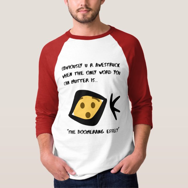 3/4 Sleeve 'Awestruck'  Raglan- Red- Boomeranged T-Shirt (Front)