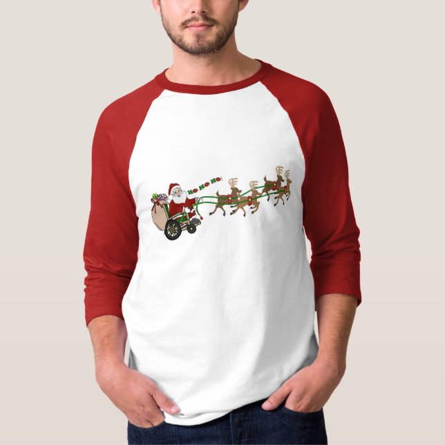 3/4 Sleeve T-Shirt - Wheelchair Santa (Front)