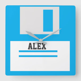 3.5 inch Floppy Disks with Label for Geek Nerds Square Wall Clock