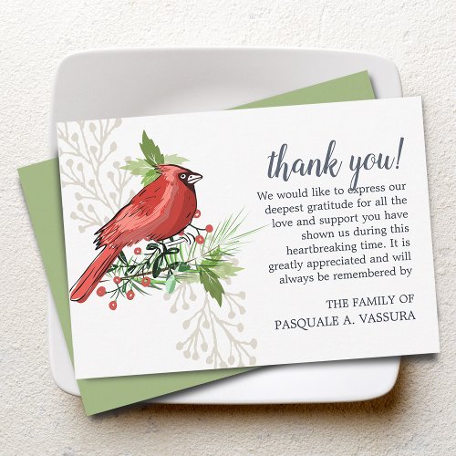 35x5 Cardinal Bird Funeral Thank You Card