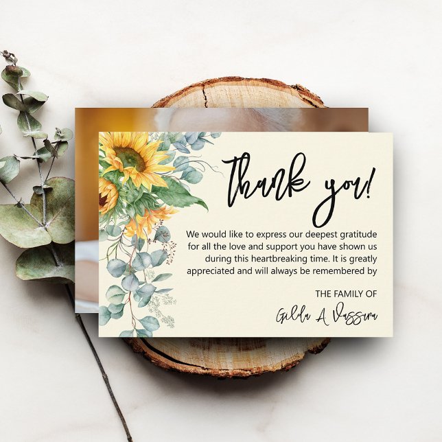 3.5"x5" Sunflower Funeral Thank You Card (Creator Uploaded)