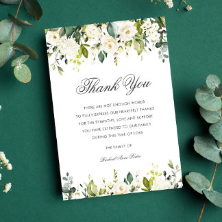 3.5"x5" Sympathy Funeral Memory THANK YOU Floral Card