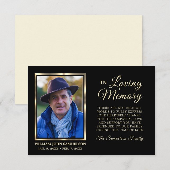 3.5"x5" Sympathy Funeral Memory THANK YOU Photo Card (Front/Back)