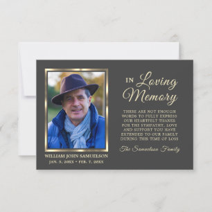 3.5"x5" Sympathy Funeral Memory THANK YOU Photo Card