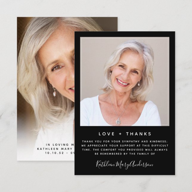 3.5"x5" Sympathy Funeral Memory THANK YOU Photo Card (Front/Back)