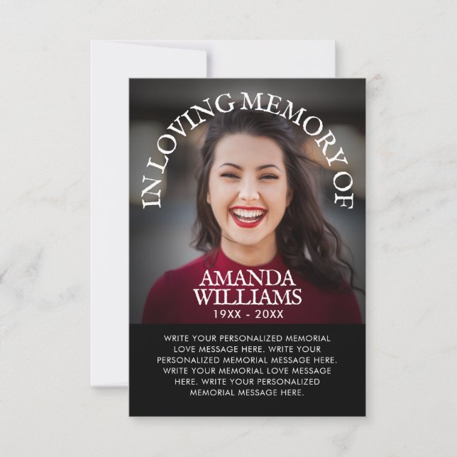 3.5"x5" Sympathy Funeral Memory Thank You Photo In Invitation (Front)