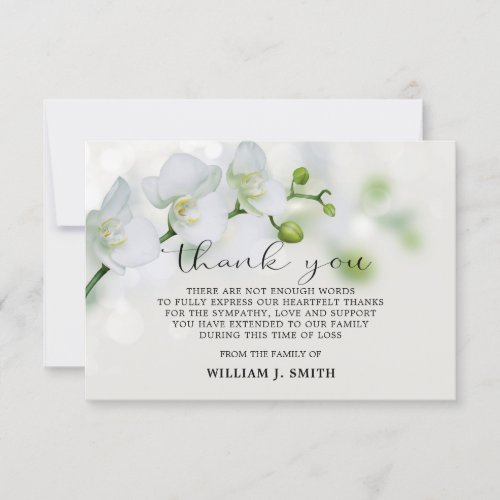 3.5"x5" Sympathy White Orchids THANK YOU