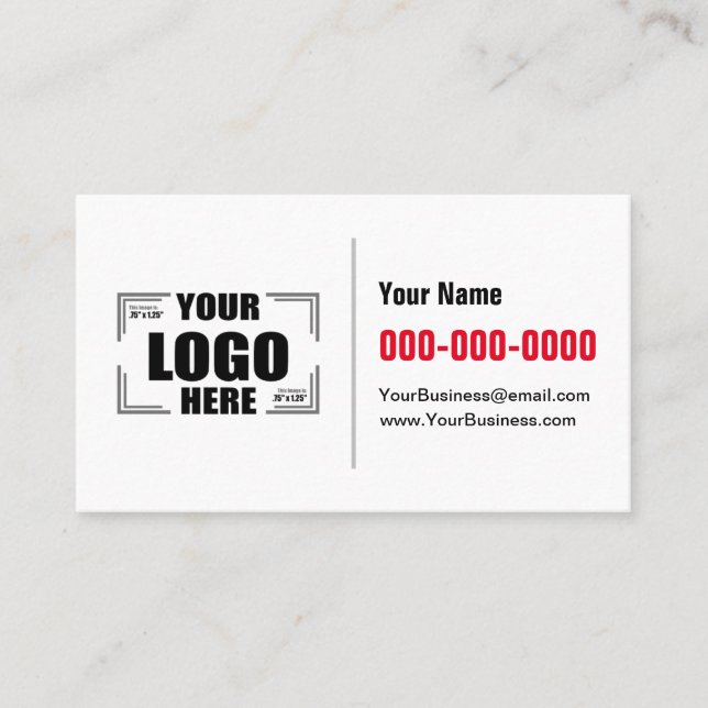 3.5" x 2" Your Logo Here Black & Red Business Card (Front)