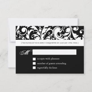 3.5 x 5 - Black and White Reply Cards - RSVP