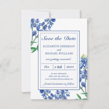 3.5" X 5" Bluebonnet Flat Save The Date Card by Eclectic_Ramblings at Zazzle