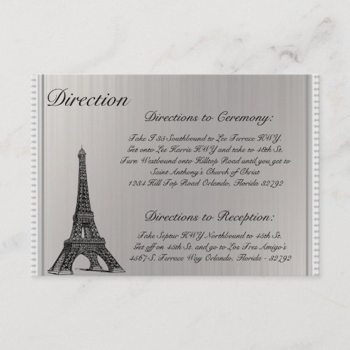 35 x 5 Direction Card  Black Eiffel Tower