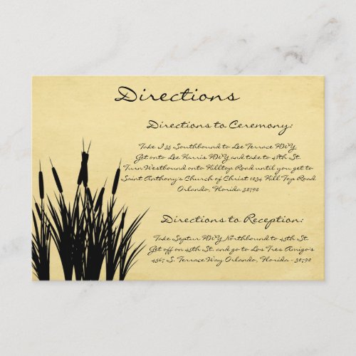 35 x 5 Direction Card CattailDragonfly Silhouett