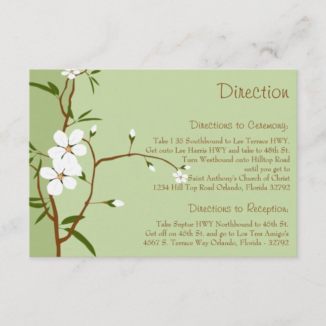 3.5 x 5 Direction Card Dogwood Flowers (Front)
