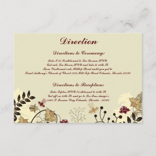 35 x 5 Direction Card  Fall FloralBranches