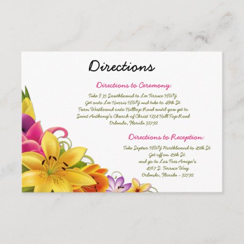 35 x 5 Direction Card Hawaiian Exotic Flowers Col