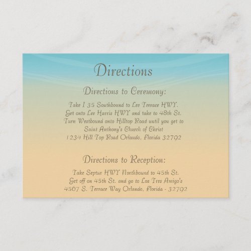 35 x 5 Direction Card Ocean Beach Shore Seashells