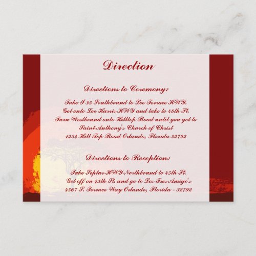 35 x 5 Direction Card Red Sunset in Africa