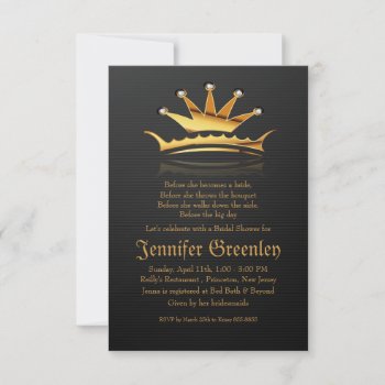 3.5" X 5" Gold Royal Queen Crown Invitation by zlatkocro at Zazzle
