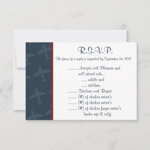 35 x 5 RSVP Reply Card Airplane Flight  BlueR