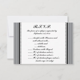 3.5 x 5 R.S.V.P Reply Card Black Olive Gray Stripe