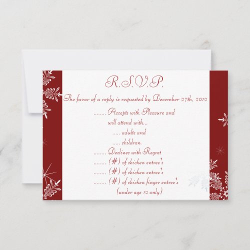 35 x 5 RSVP Reply Card Christmas Red Snowflake