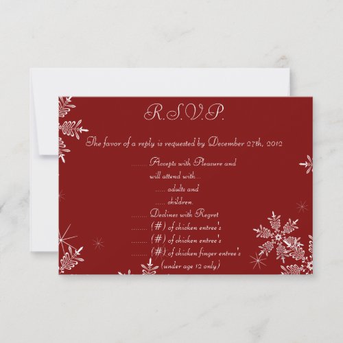 35 x 5 RSVP Reply Card Christmas Red Snowflake