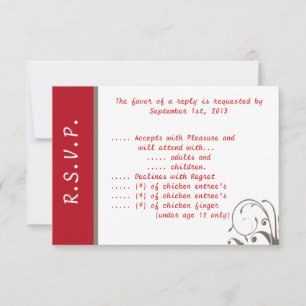 3.5 x 5 R.S.V.P Reply Card Crimson Red/Gray Bg Whi