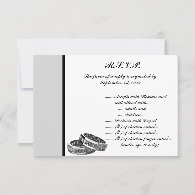3.5 x 5 R.S.V.P Reply Card His/Hers Diamond Weddin (Front)