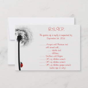 3.5 x 5 R.S.V.P Reply Card Lady Bug on Dandelion R
