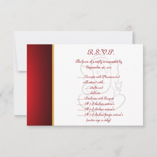 35 x 5 RSVP Reply Card Lord GaneshaHindu Red