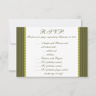 3.5 x 5 R.S.V.P Reply Card Martini Olives Green