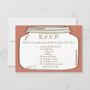 3.5 x 5 R.S.V.P Reply Card Pink/Brown Mason Jar