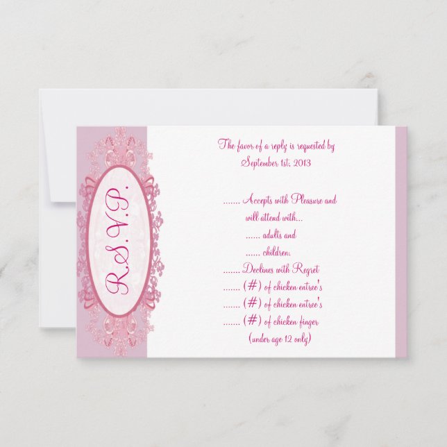 3.5 x 5 R.S.V.P Reply Card Pink/Purple Chinese Scr (Front)