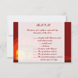 3.5 x 5 R.S.V.P Reply Card Red Sunset in Africa