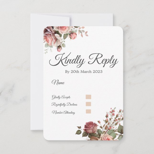 3.5" x 5" Response Card . Wedding RSVP Card (Front)