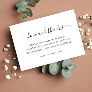 3.5" x 5" Thank You Baby Shower Gift Personalized Card